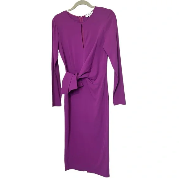 Reiss Valentina Tie Waist Bodycon Midi Dress Sz 4 Magenta